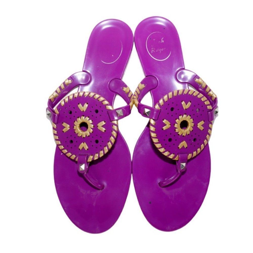 Jack Rogers Classic Purple Jelly Sandals, Size 10